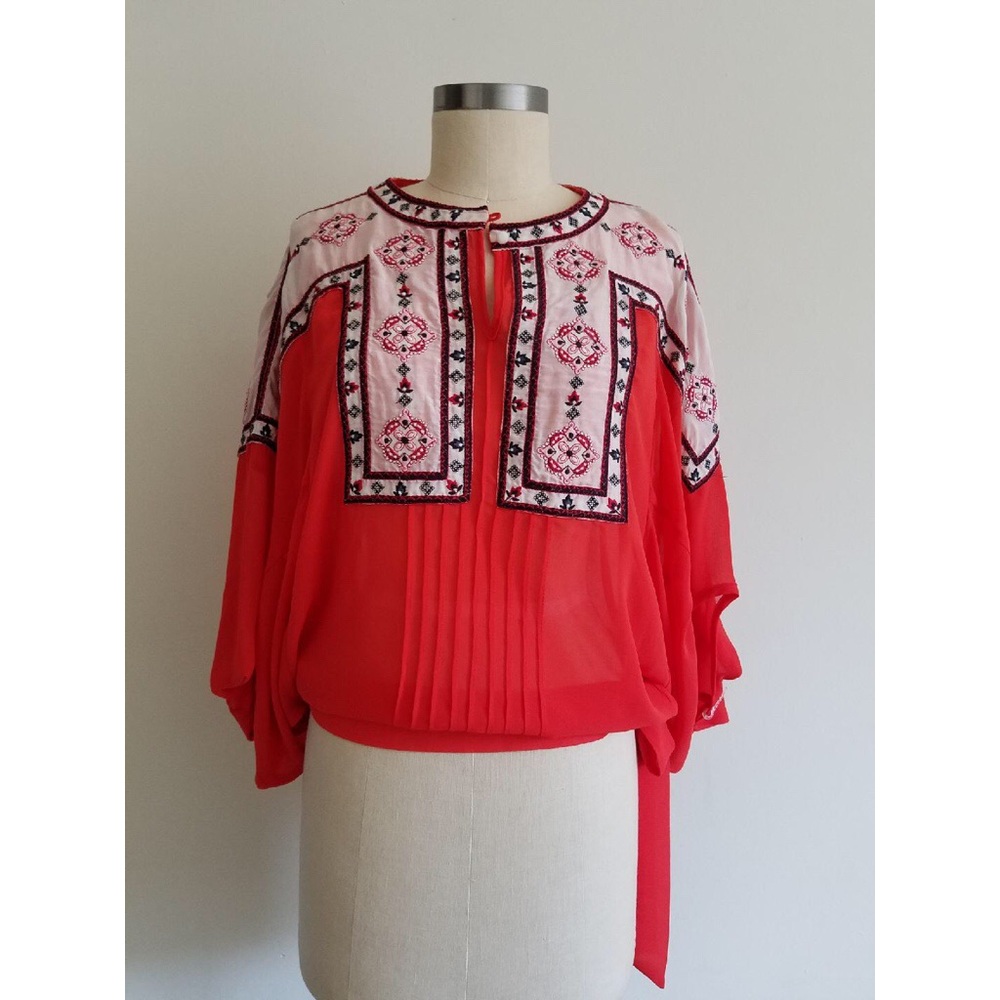 mm Couture orange BORDER PRINT TOP